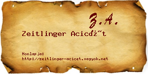 Zeitlinger Acicét névjegykártya
